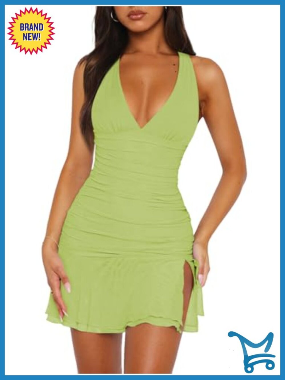 Halter Mini Dress Sleeveless Bodycon Ruched Backless Club Night Out